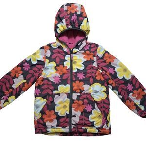 Mini Boden floral print fleece-lined hooded jacket